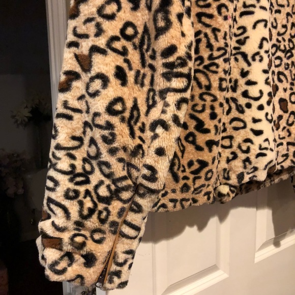 Faux fur leopard jacket beautiful size xl /14 - Picture 5 of 7